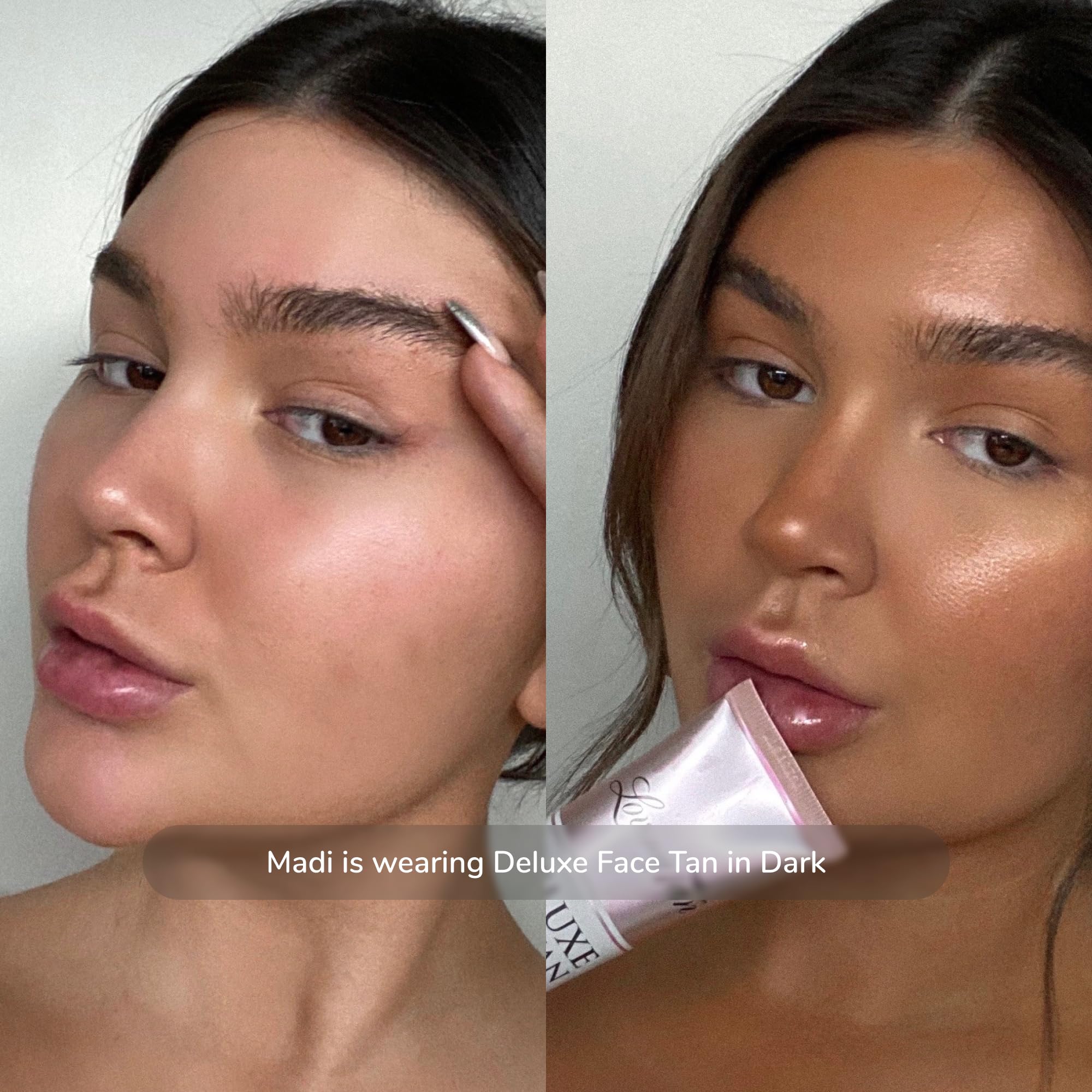 Loving Tan Deluxe Face Self Tanner after-glow highlighting warm, natural-looking tan.