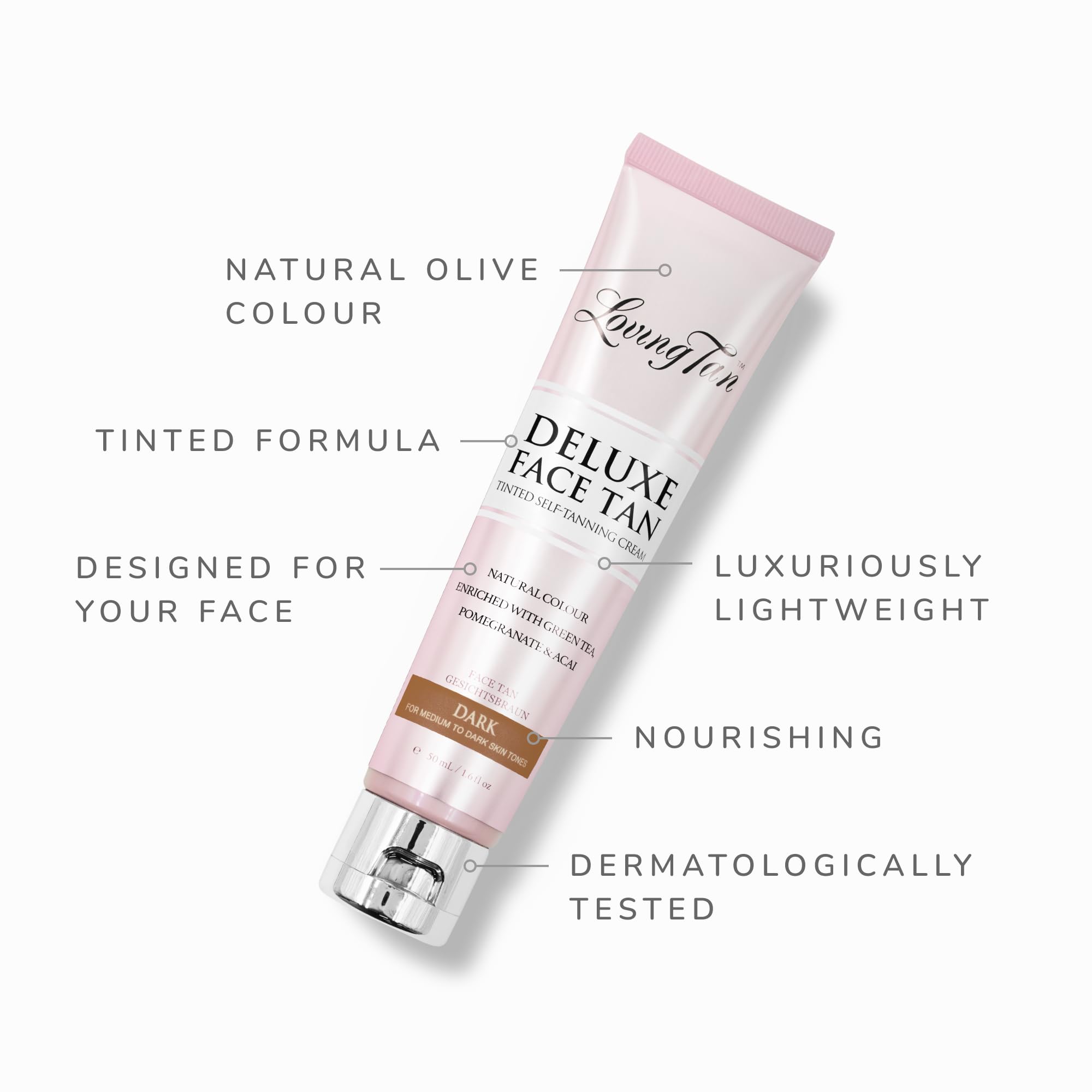 Loving Tan Deluxe Face Self Tanner application on the face delivering a streak-free finish.