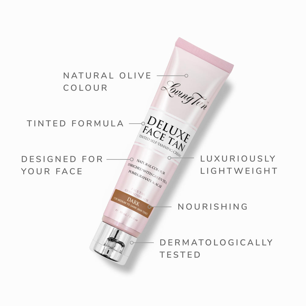 Loving Tan Deluxe Face Self Tanner application on the face delivering a streak-free finish.