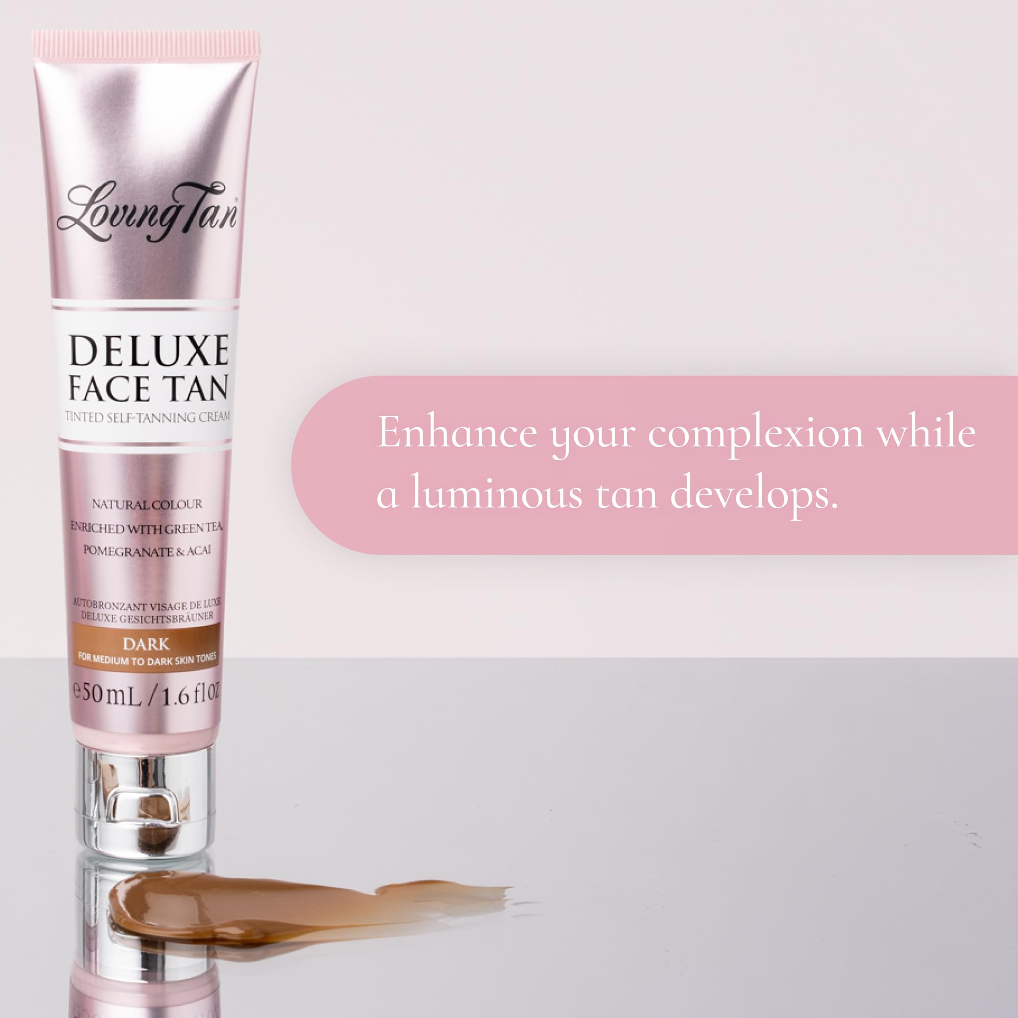 Loving Tan Deluxe Face Self Tanner on neck area blending naturally with hairline.