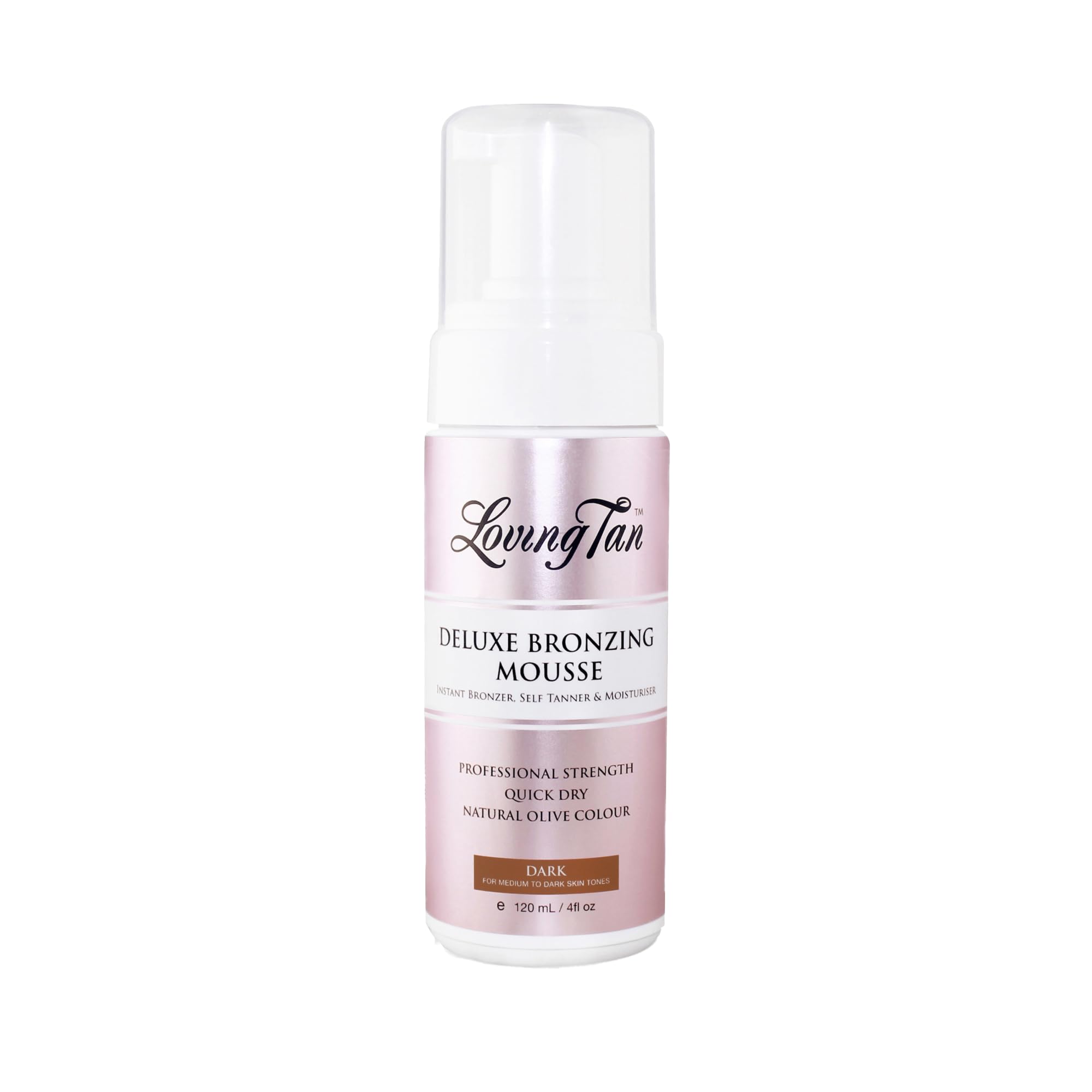 Loving Tan Deluxe Mousse dark bottle ready for a natural streak-free tan