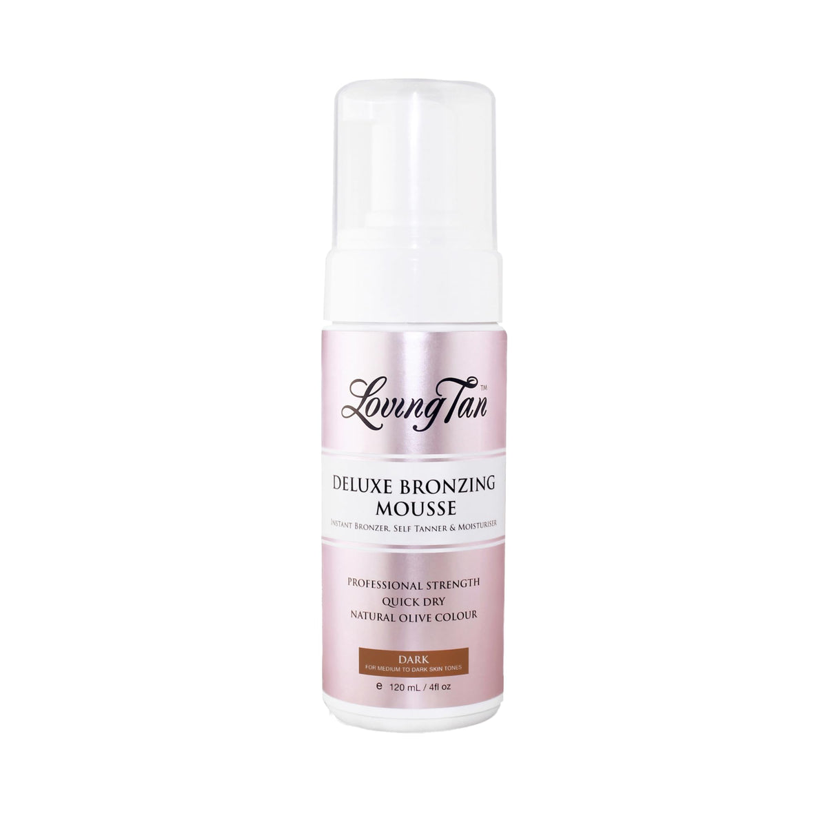 Loving Tan Deluxe Mousse dark bottle ready for a natural streak-free tan