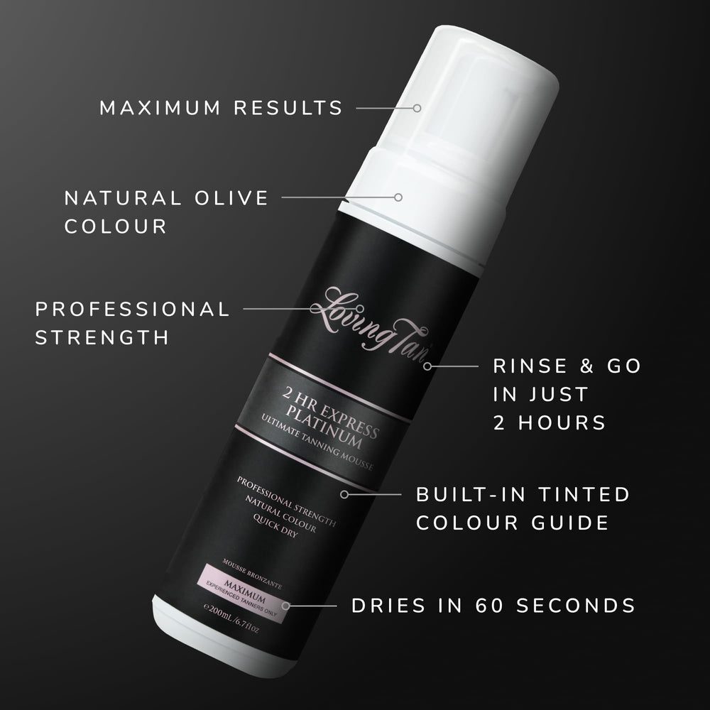 Loving Tan Platinum 2 HR Express colour guide image shows you where to blend for consistency