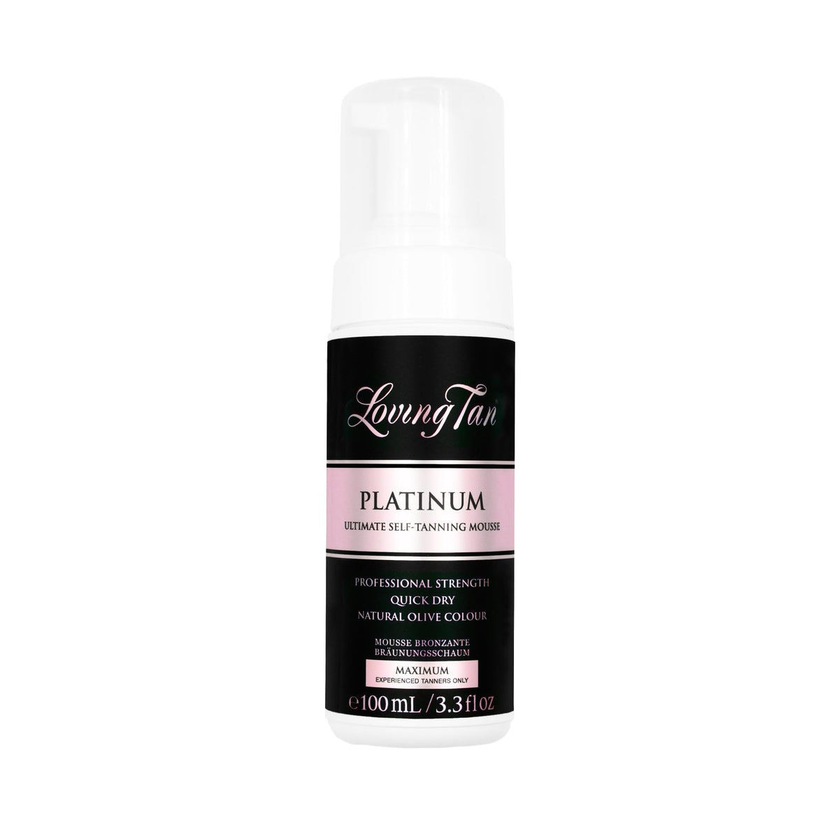 Loving Tan Platinum Mousse Dark packaging signals premium self-tanner results