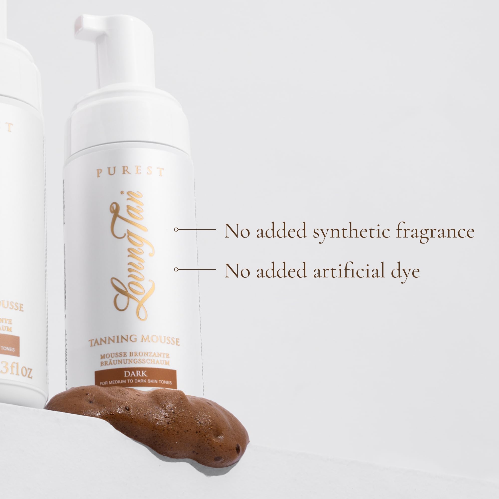 Loving Tan Purest before and after glow sample demonstrates shade enhancement.
