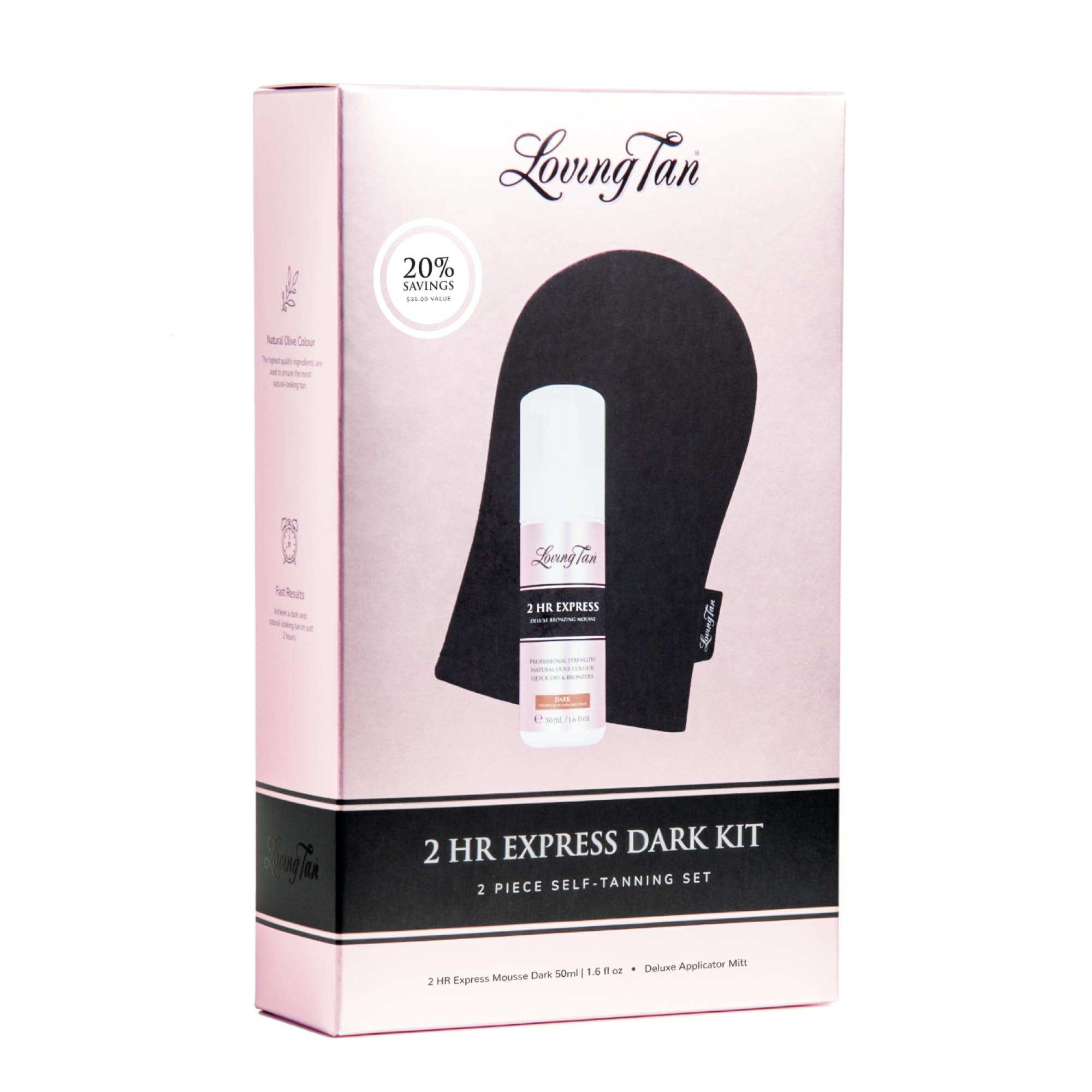 Loving Tan Travel Size Packaging highlights compact, on-the-go tanning kit.
