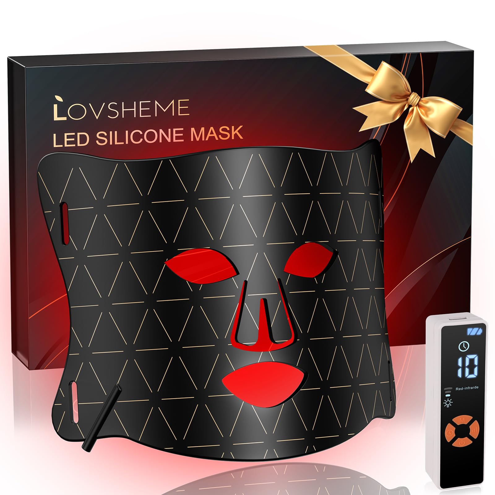 Lovsheme red light face mask front view for at-home skincare