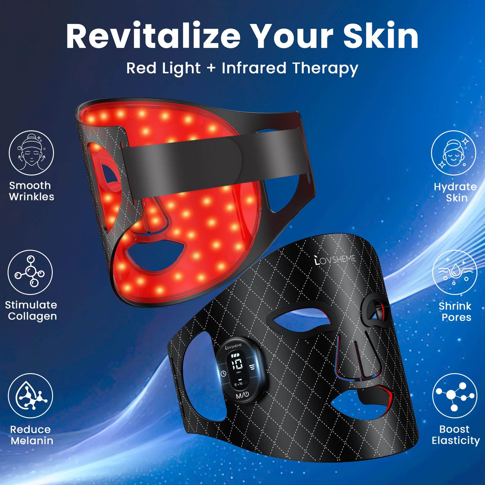 Lovsheme red light mask with 3 modes for targeted skincare