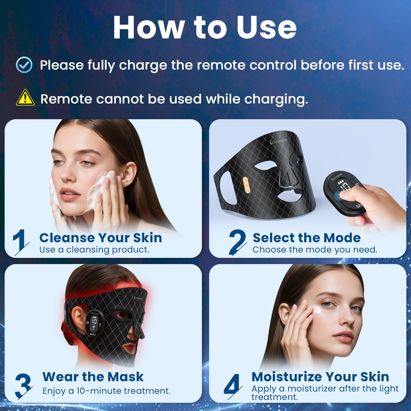 Lovsheme red light mask magnetic remote for hands-free sessions