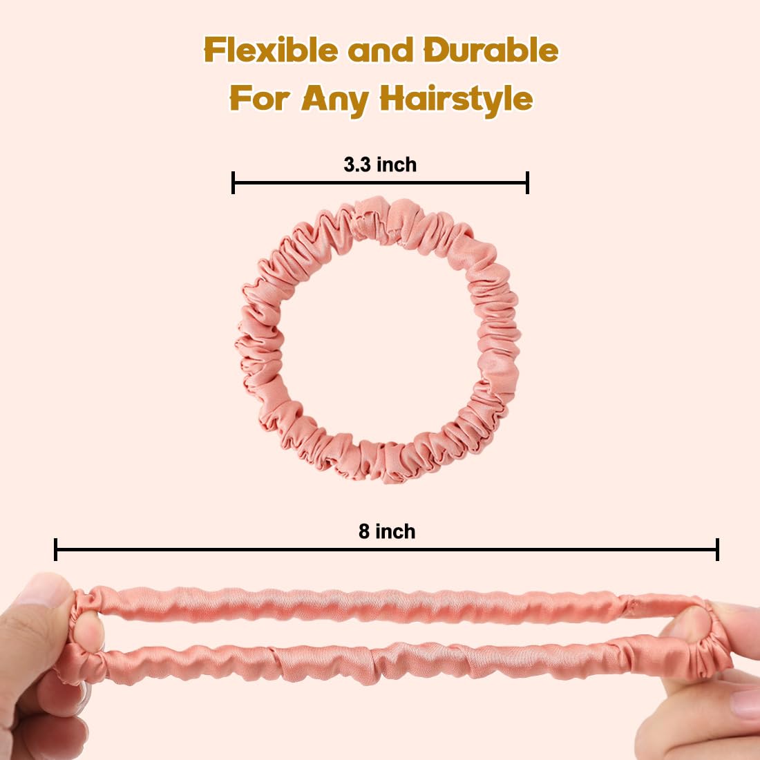 Elastic band detail on LOVUITEN scrunchie shows versatile, secure hold.