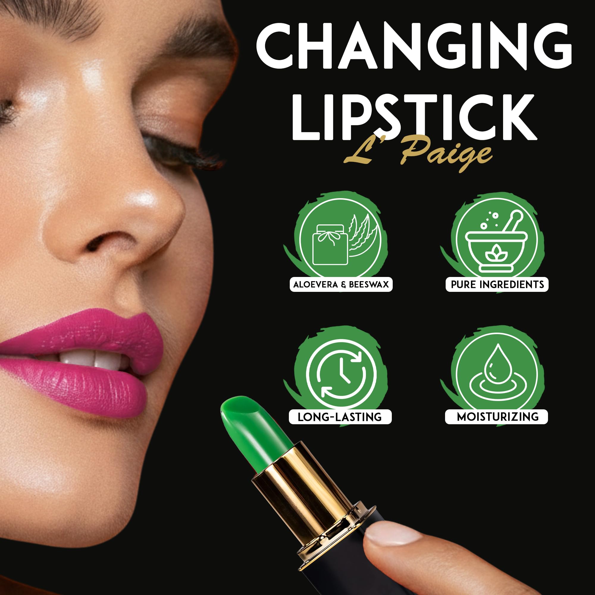 L’Paige transfer-proof lipstick prevents marks on cups during everyday wear.