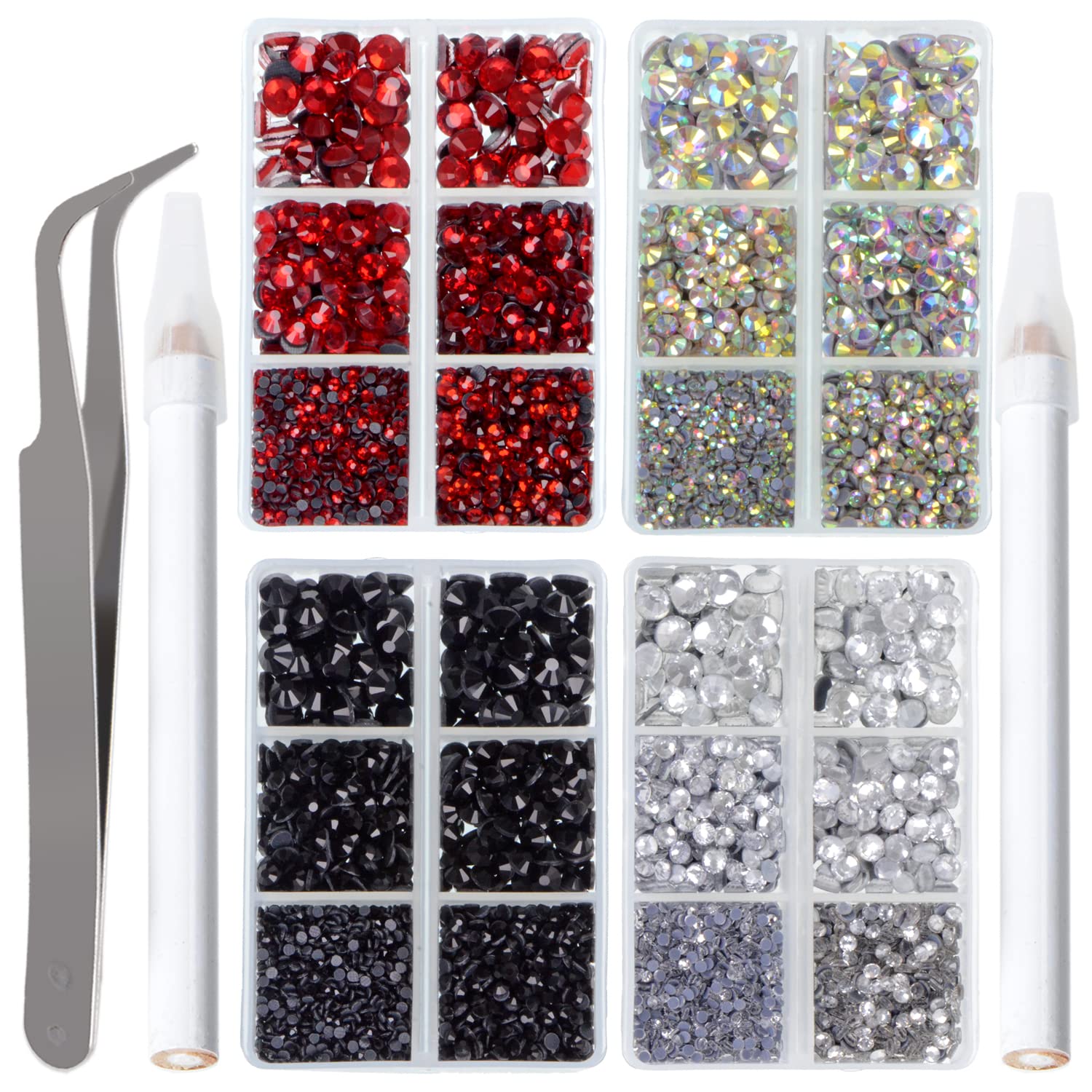 LPBeads hotfix rhinestones four-boxes set offers color variety for embellishments.