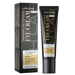 LPH LAB Temporary Eye Tightener cream tube close-up showing a tightening effect
