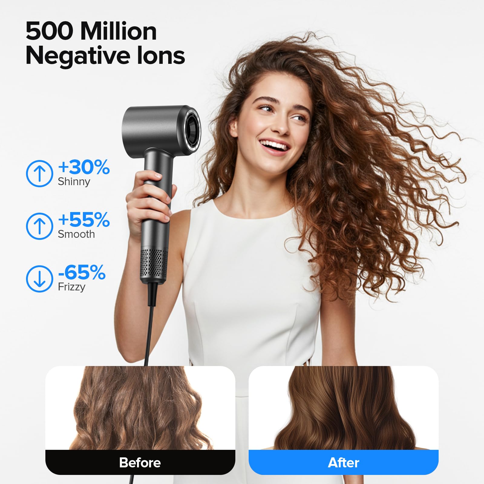 lpstea hair dryer demonstrates rapid drying performance for various hair lengths.
