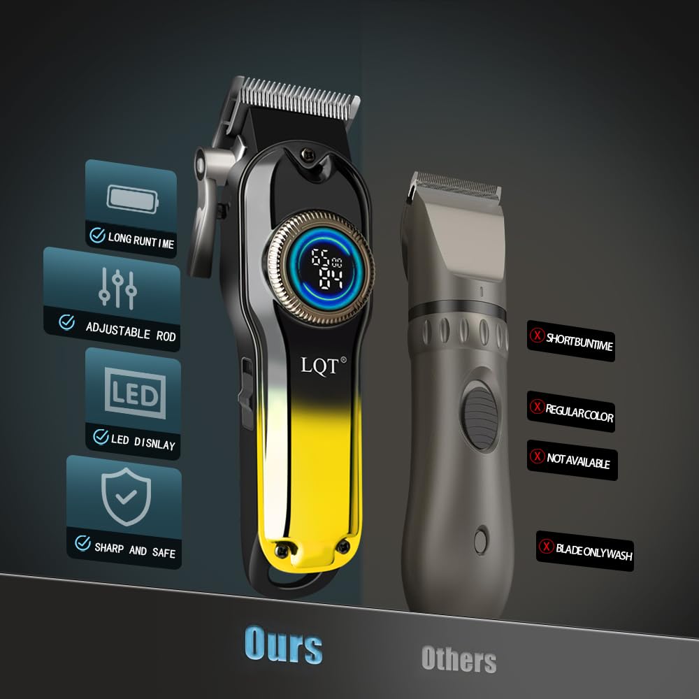 LQT hair clippers with 1500mAh battery and USB charging.