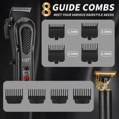 LQT Men's Pro Hair Clippers Kit battery life highlights long run time for extended family grooming sessions.