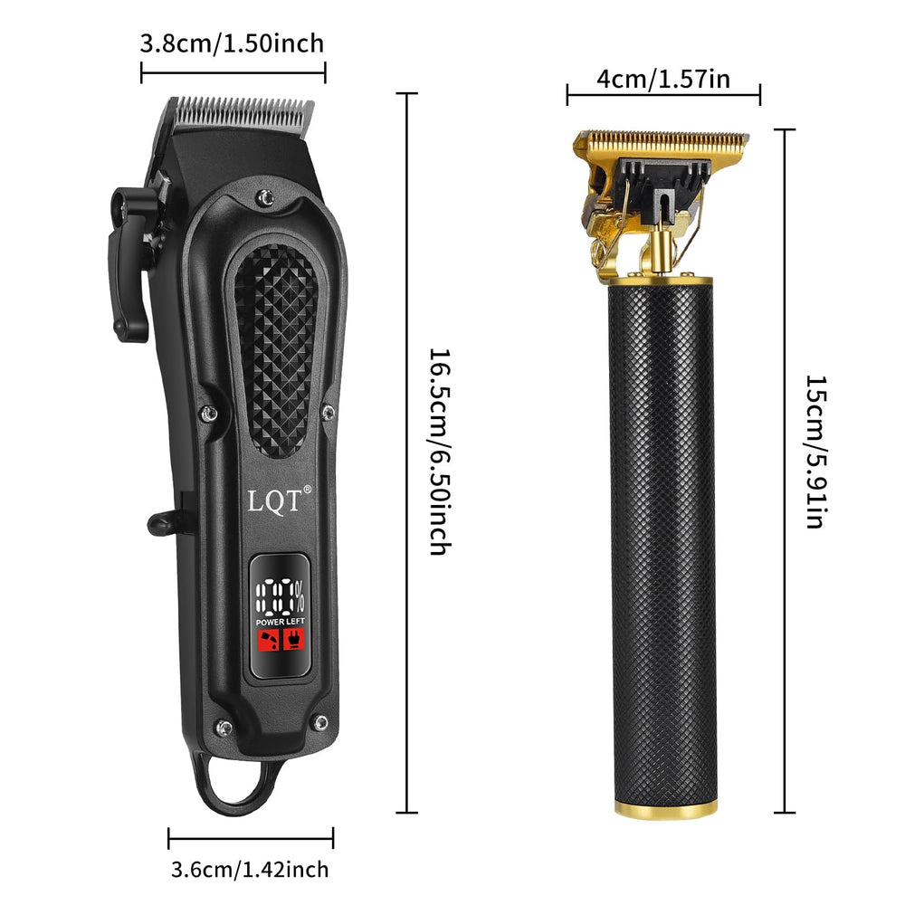 LQT Men's Pro Hair Clippers Kit in use demonstrates versatile home barbering results.