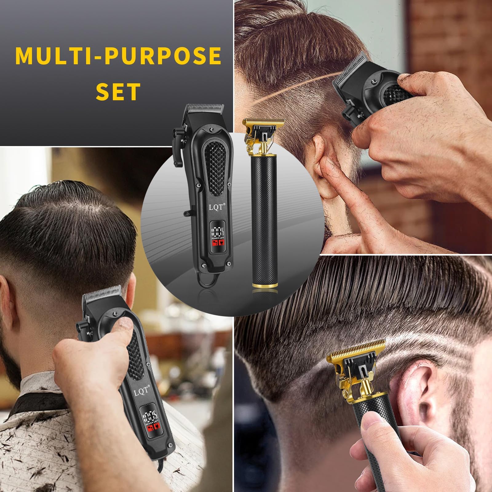 LQT Men's Pro Hair Clippers Kit comes with a leather storage bag for travel-ready grooming.