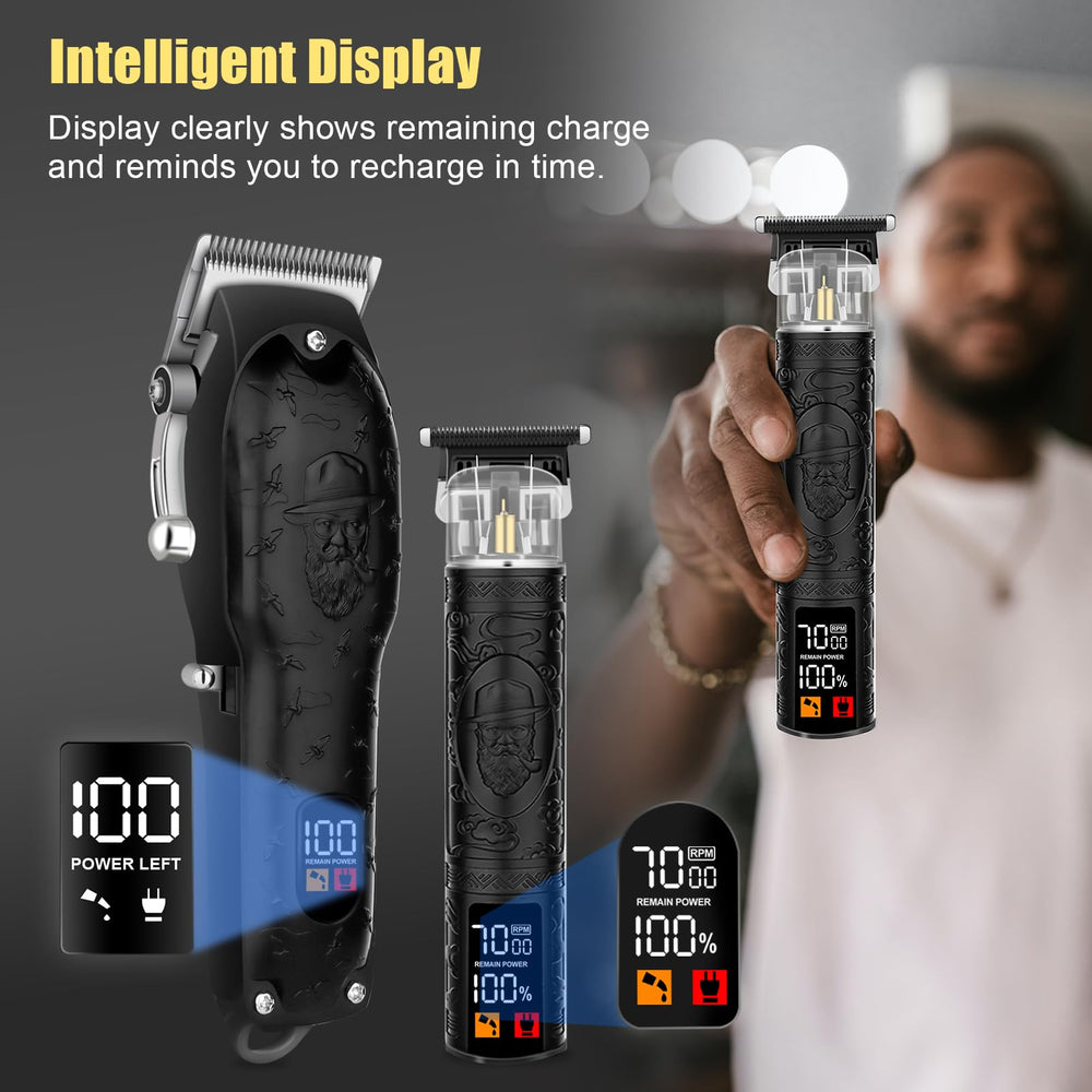 LQT in-use shot shows precise blades for versatile styling at home or barber shop