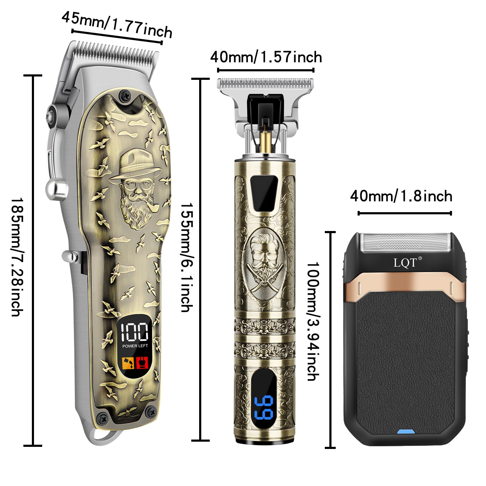 LQT skin-friendly blades provide smooth trimming without pulling hair.
