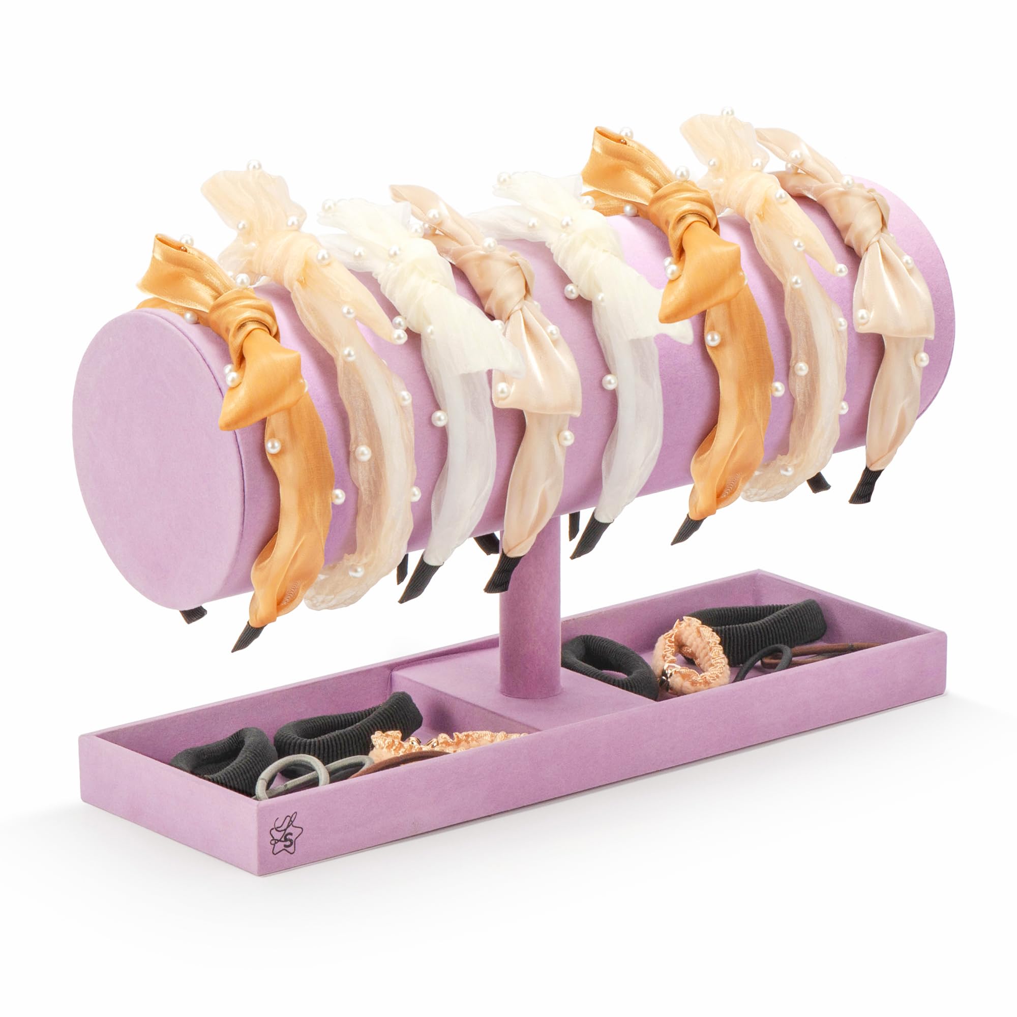 LS Lulu & Summer Headband Holder Organizer purple display shelf showing organized accessories for easy access