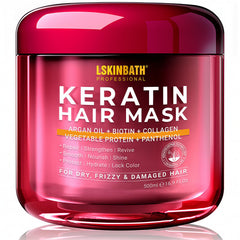LSKINBATH Keratin Repair bottle close-up showing deep conditioning for damaged hair