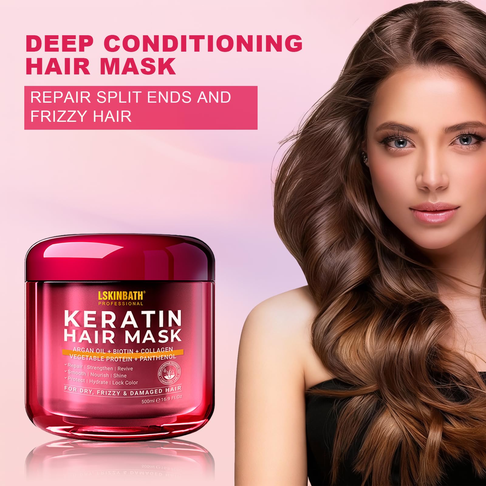 LSKINBATH Keratin Repair jar open indicating repair of split ends