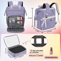 LTINVECK organizer backpack top compartment ready for large items like a nail lamp