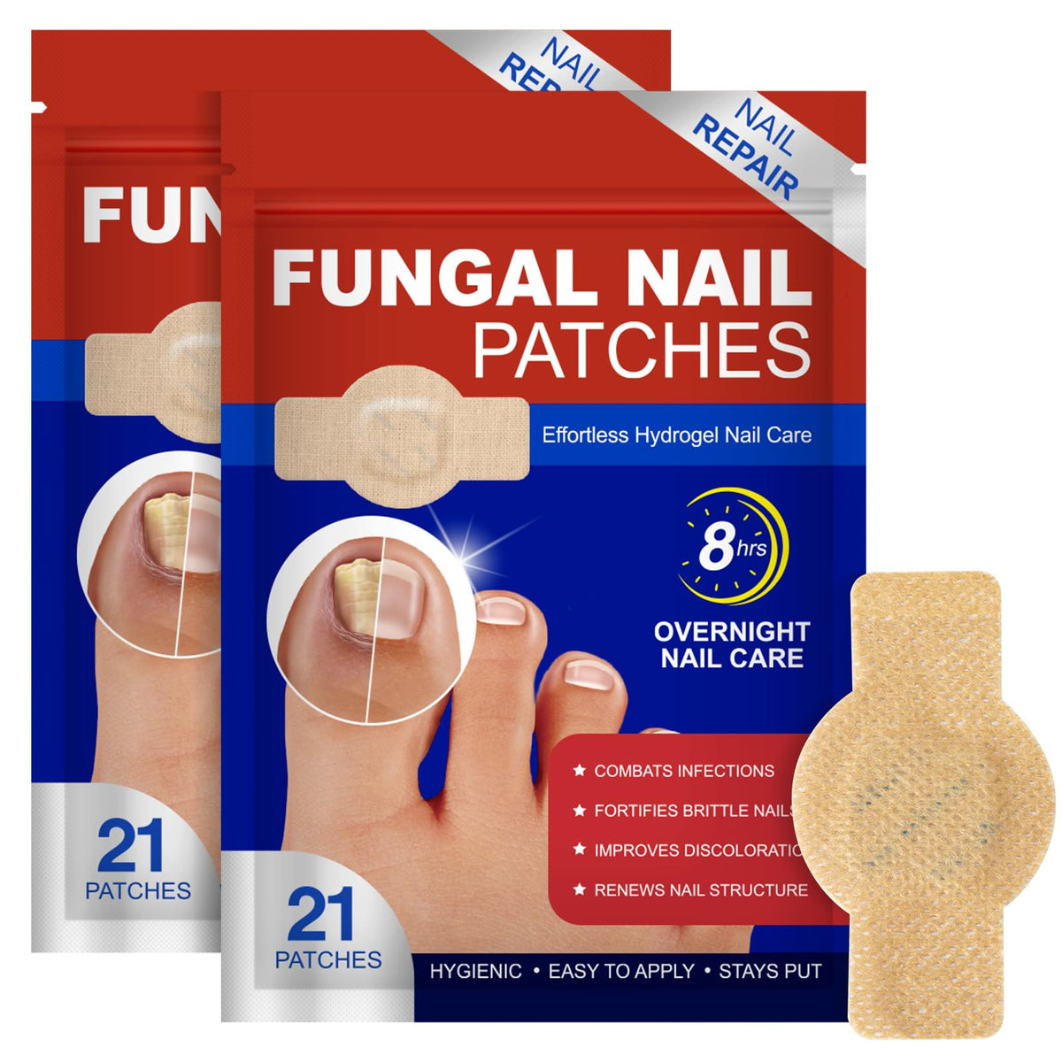 LTQXGT fungal nail patches front view: discreet patch for improved nail appearance