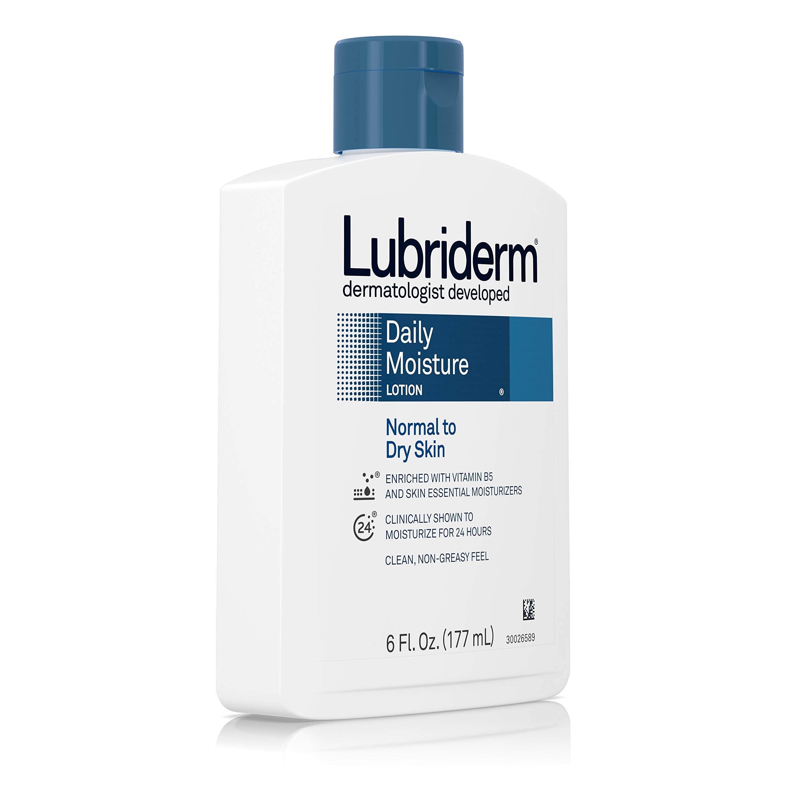 Lubriderm Daily Moisture body application on forearm suggests smooth skin after showers.