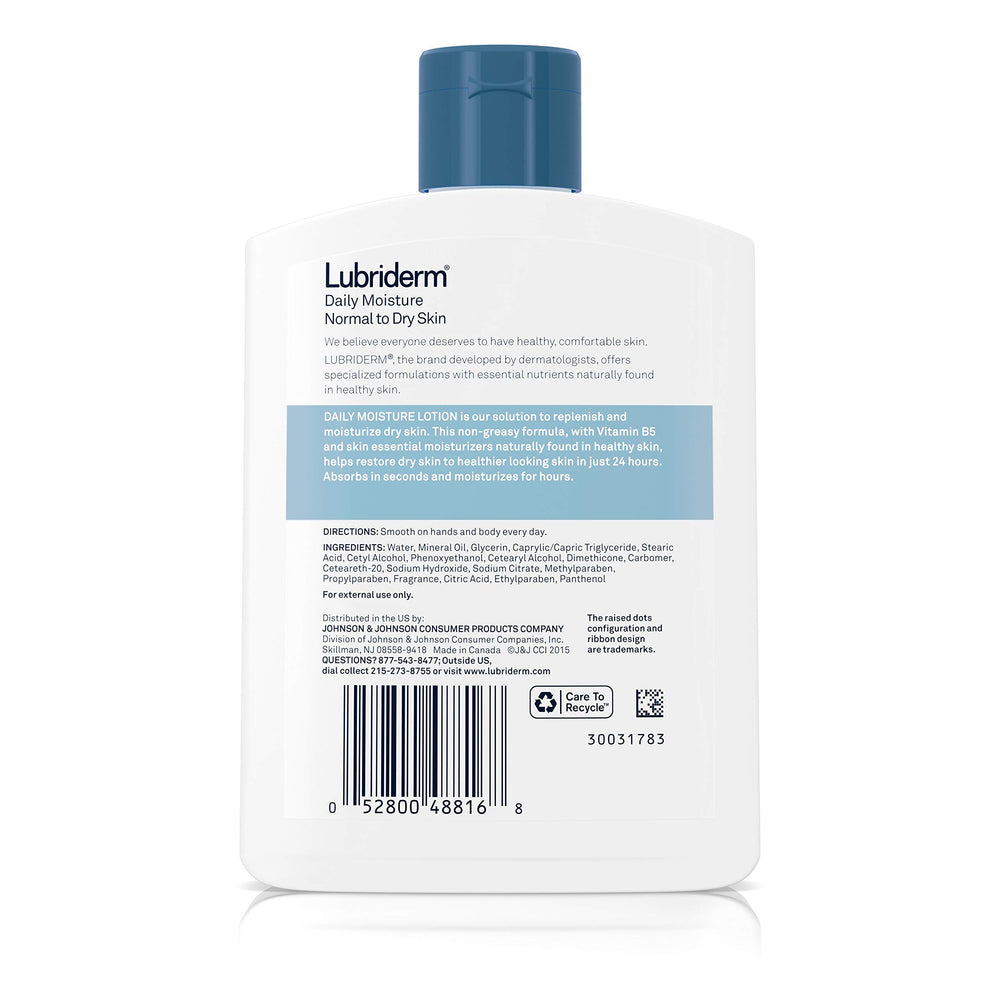 Lubriderm Daily Moisture hands being rubbed shows quick absorption for daily comfort.