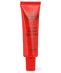 Lucas Papaw Ointment 15g tube close-up showing creamy texture for quick hydration.