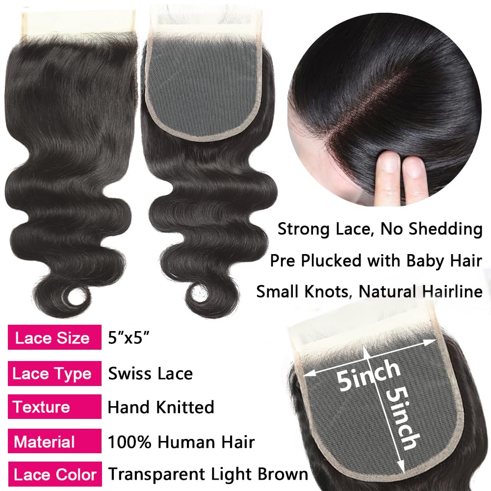 Lucasha 5x5 Swiss lace closure closeup light brown lace for seamless parting.
