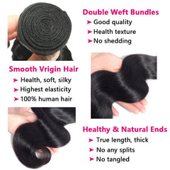Lucasha Brazilian body wave 3 bundles with closure packaging view shows a ready-to-wear kit.