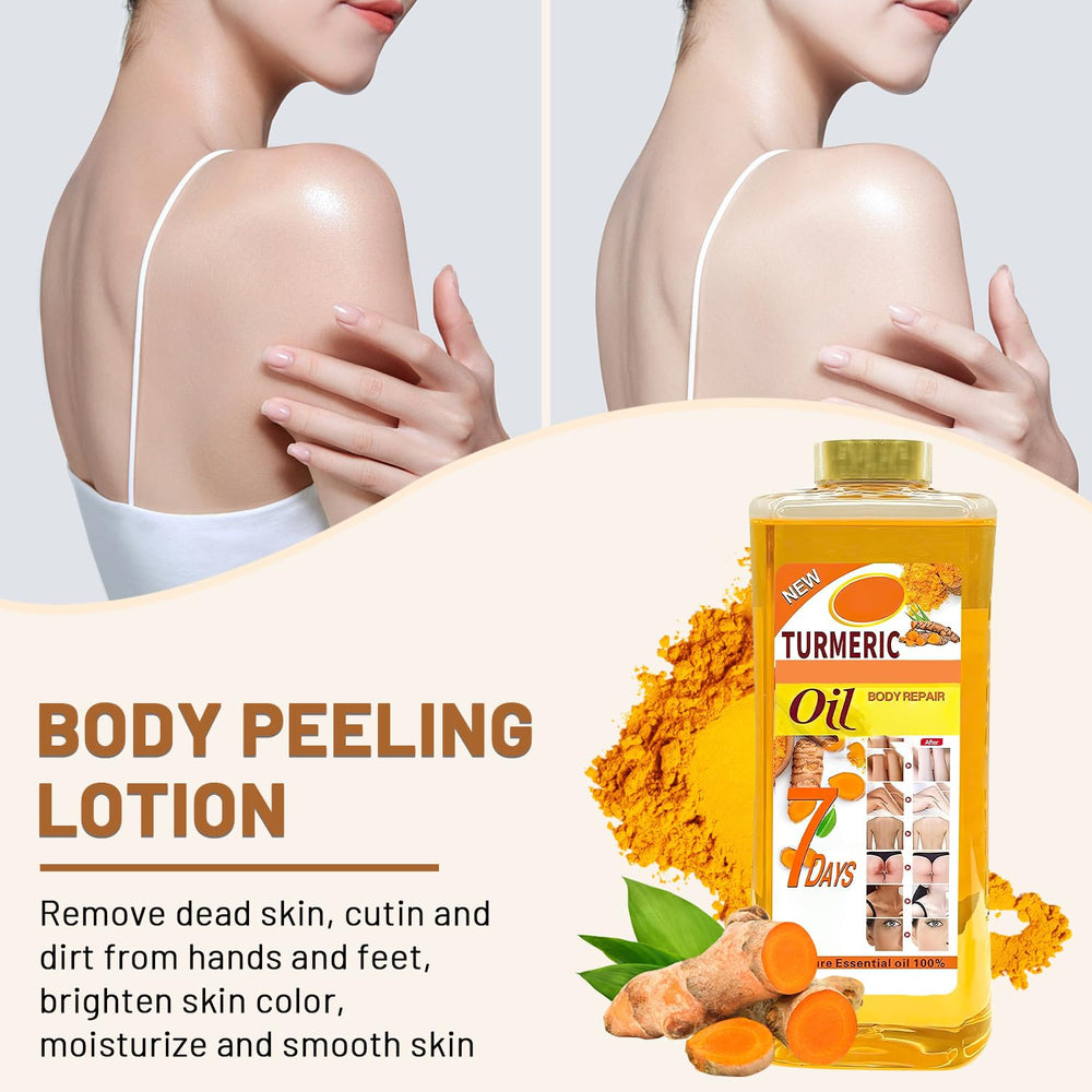 Lucift Soft 7 Turmeric Oil with ginger and vitamin E for nourishment.