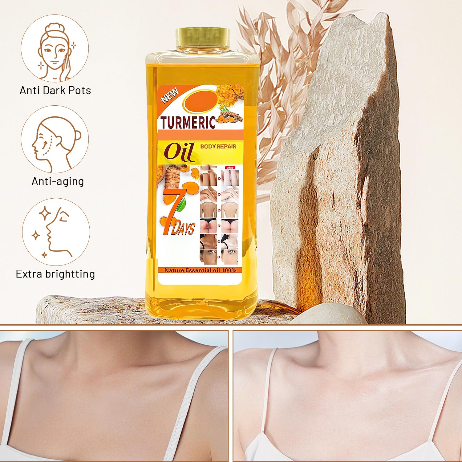 Lucift Soft 7 Turmeric Oil massage for easy daily skincare ritual.
