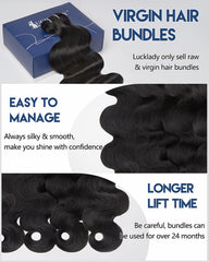 Lucklady 16A raw bundles body wave 20in adds volume with soft glossy shine