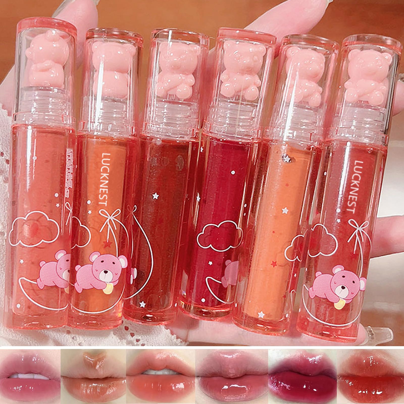LuckNest Bear Lip Glaze packaging—gift-ready and travel-friendly.