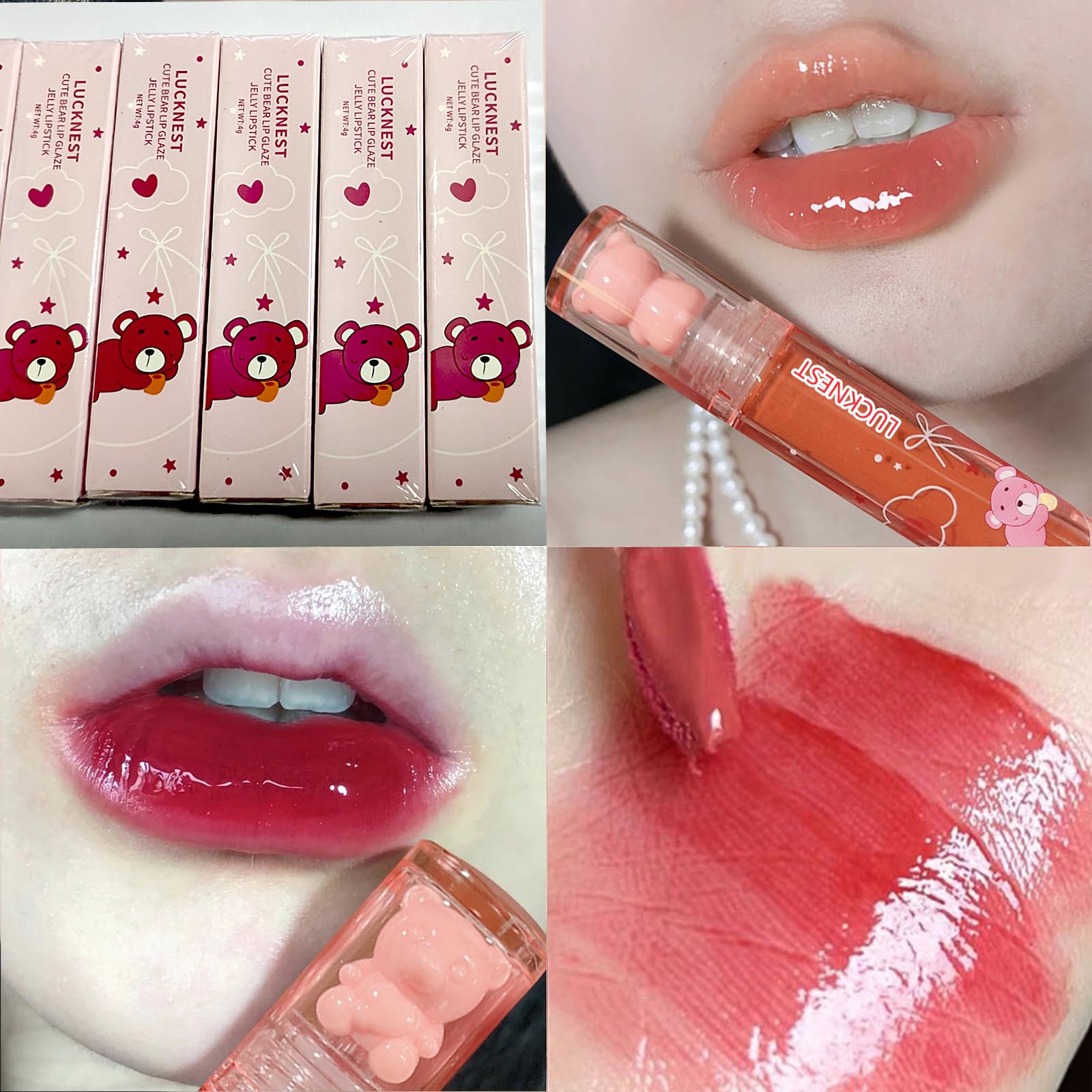 LuckNest Bear Lip Glaze waterproof formula keeps lips comfortable.