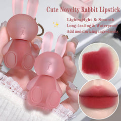 LuckNest rabbit lipgloss keychain open demonstrates dual-use gloss and portable charm.