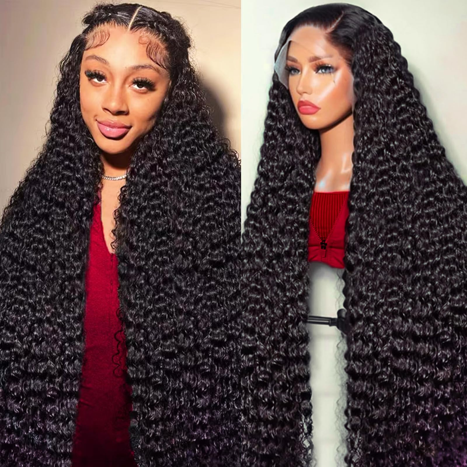 Lucksee deep wave lace front wig 30 inch shows natural-looking hairline for daily wear.
