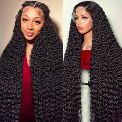 Lucksee deep wave lace front wig 30 inch shows natural-looking hairline for daily wear.