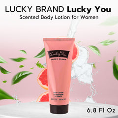Lucky Brand Lucky You lotion application demonstrates even spread.