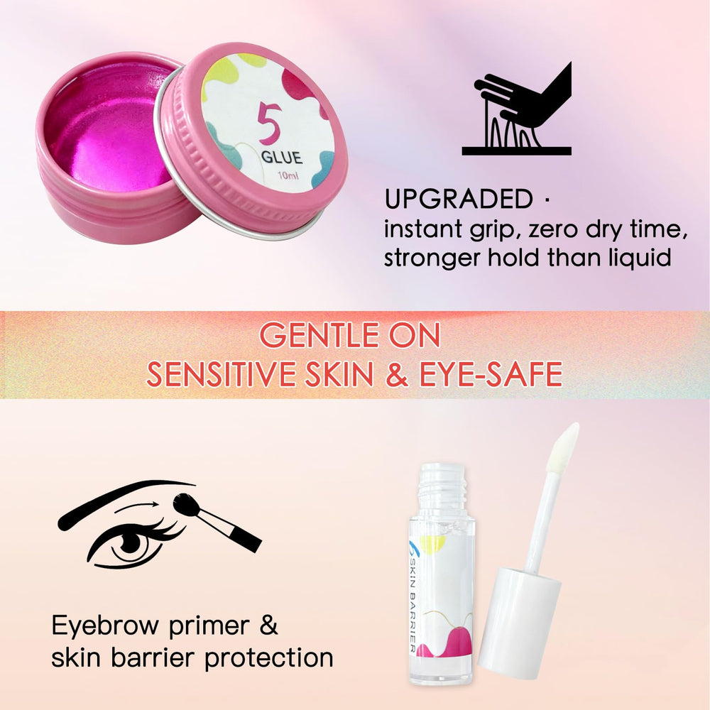Lucky Cat gentle skin-friendly lash kit close-up emphasizes non-irritating formula for sensitive eyes