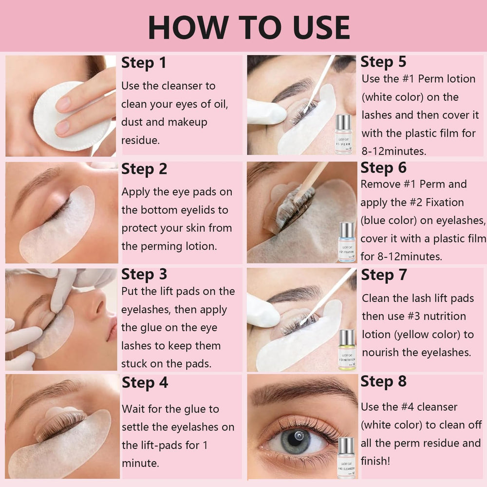 LUCKY CAT Lash Lift Kit at-home setup for DIY salon-quality results.