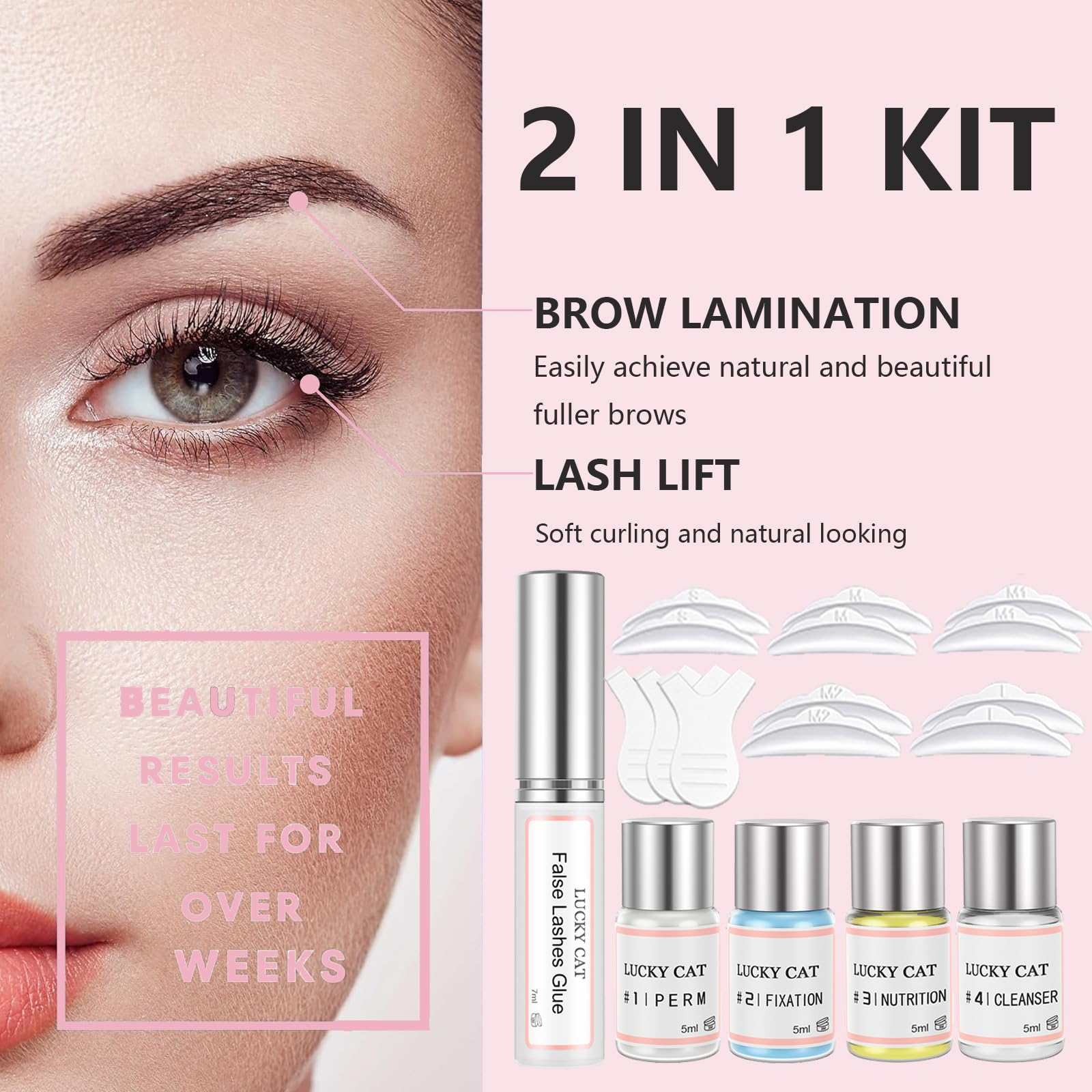 LUCKY CAT Lash Lift Kit nourishing formula with gentle ingredients.