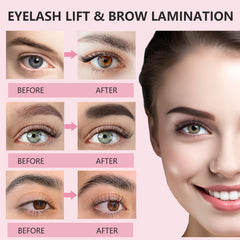 LUCKY CAT Lash Lift Kit side-by-side results show natural curl enhancement.