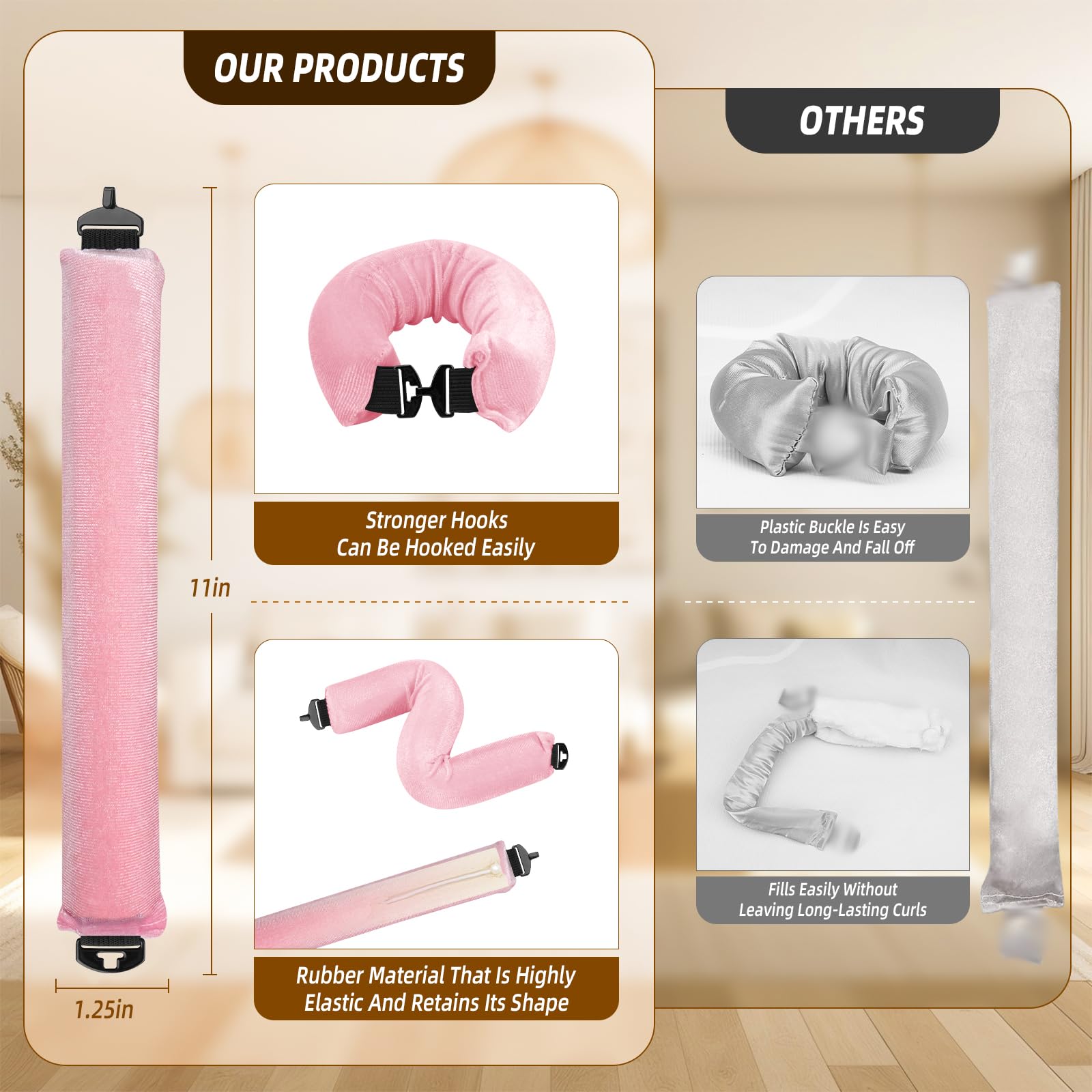 Luckybear all hair types compatibility pink ensures defined curls or loose waves.