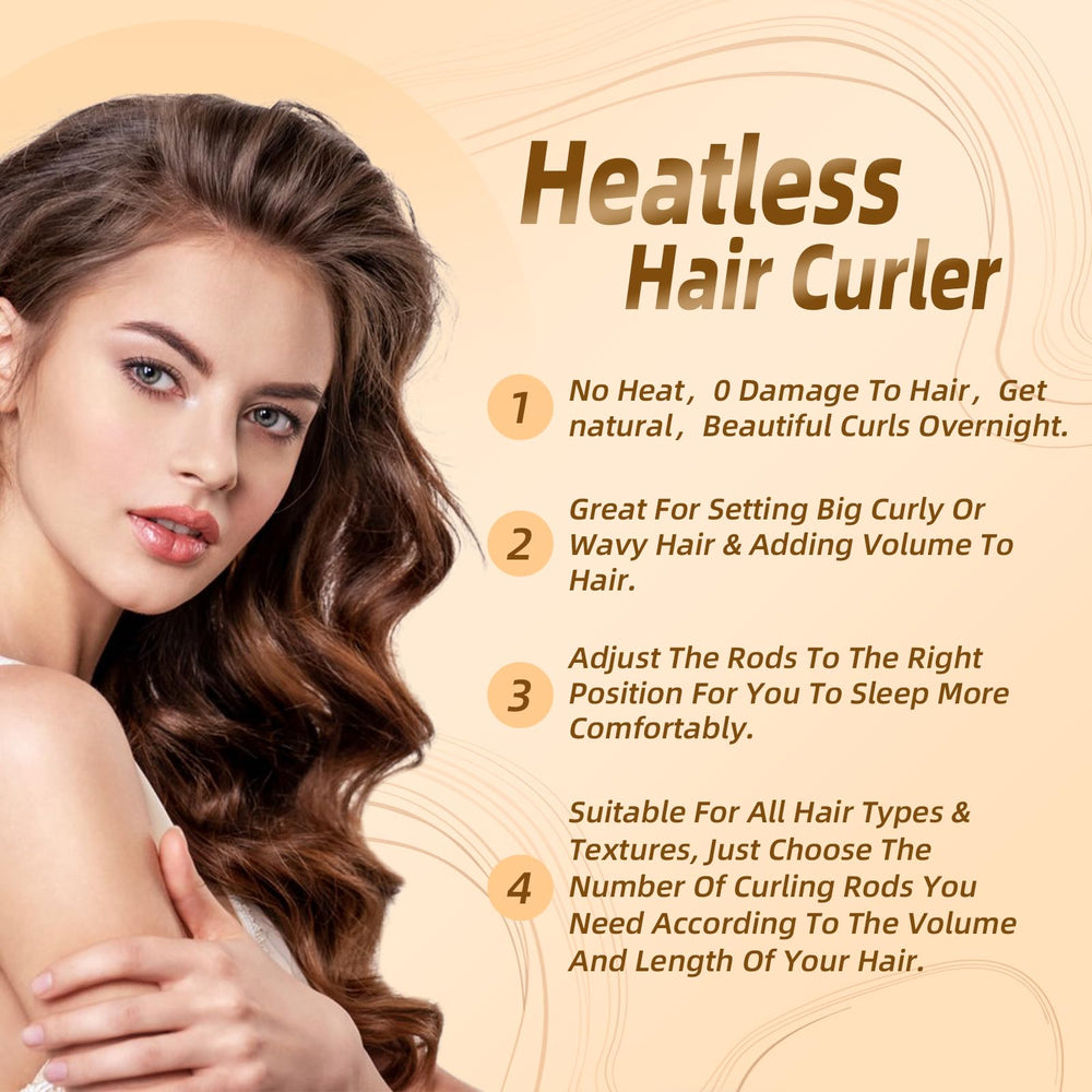 Luckybear jumbo heatless curls before/after imply voluminous, lasting style without heat