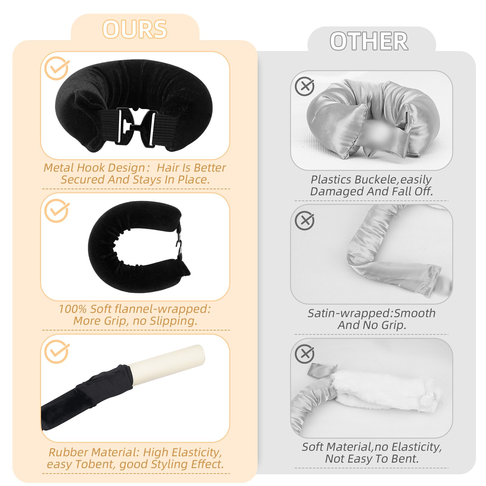 Luckybear jumbo heatless rods close-up showing clip-free design for voluminous curls